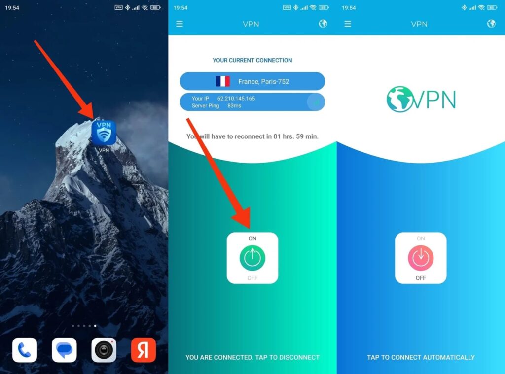 You can disable VPN through the app itself
