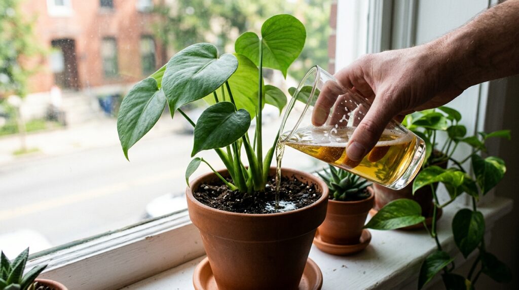 Watering plants with beer is only worth doing as an experiment. Photo.