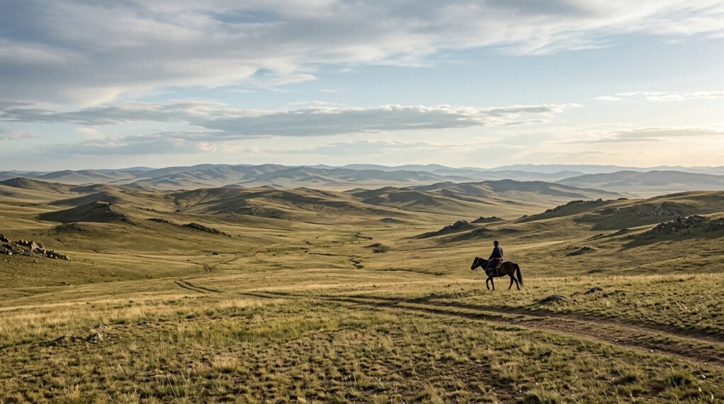 The Mongolian steppe is a vast and nearly uninhabited space that is difficult to traverse