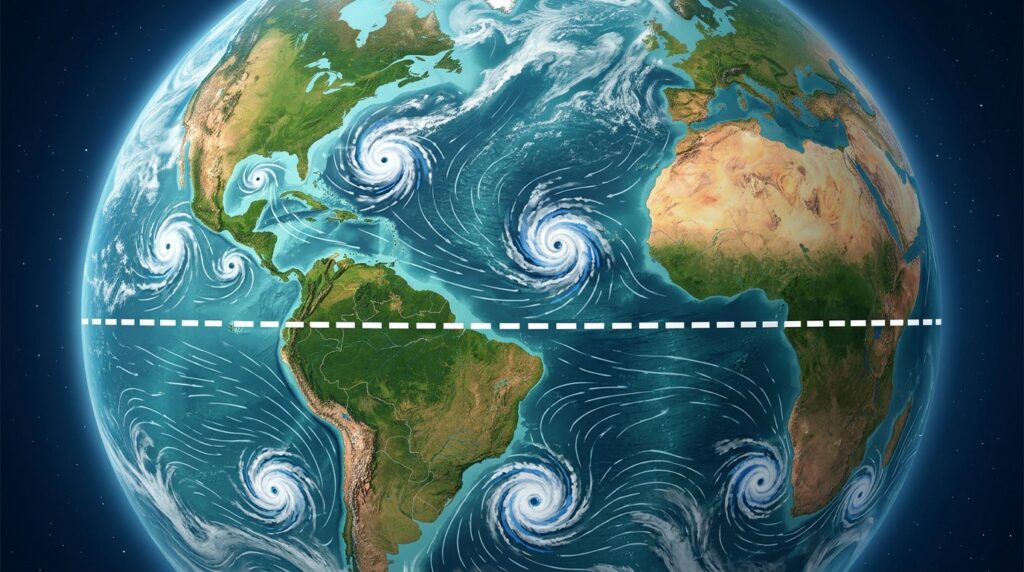 Storms from both hemispheres stay on their own sides of the equator