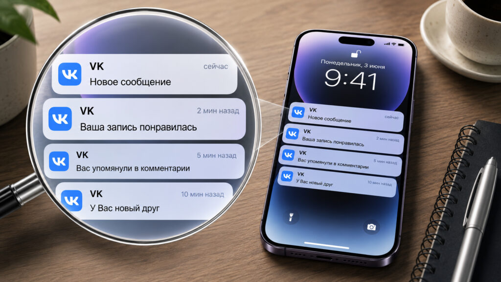 VK notifications can be restored in a minute. Photo.