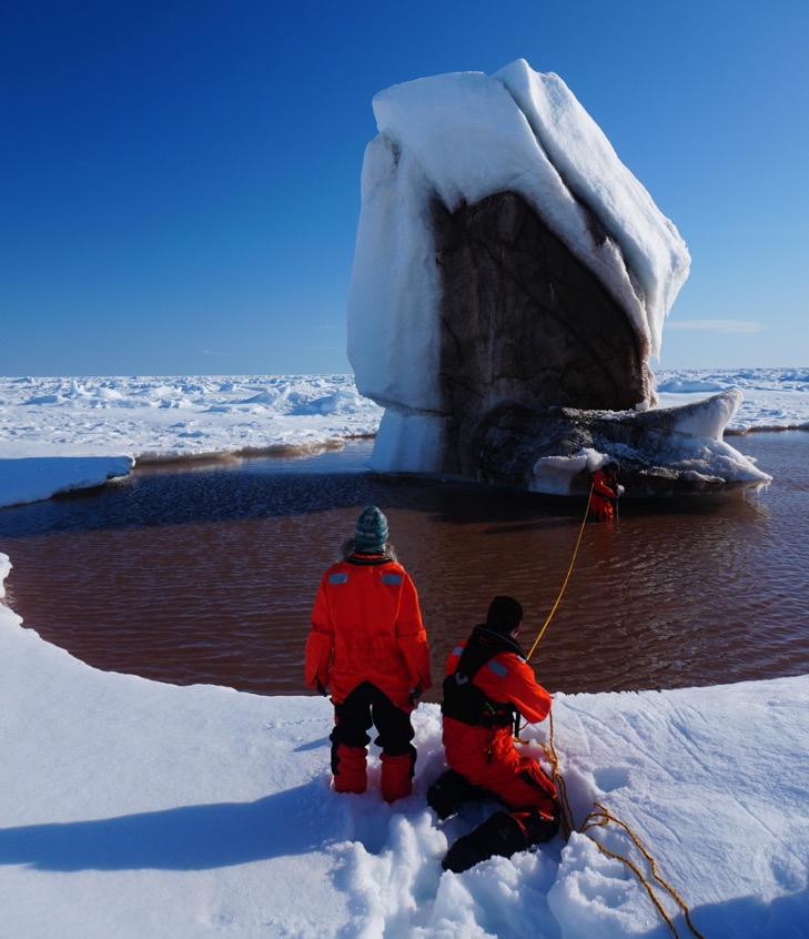 Pools like these form right on the glaciers. Photo.