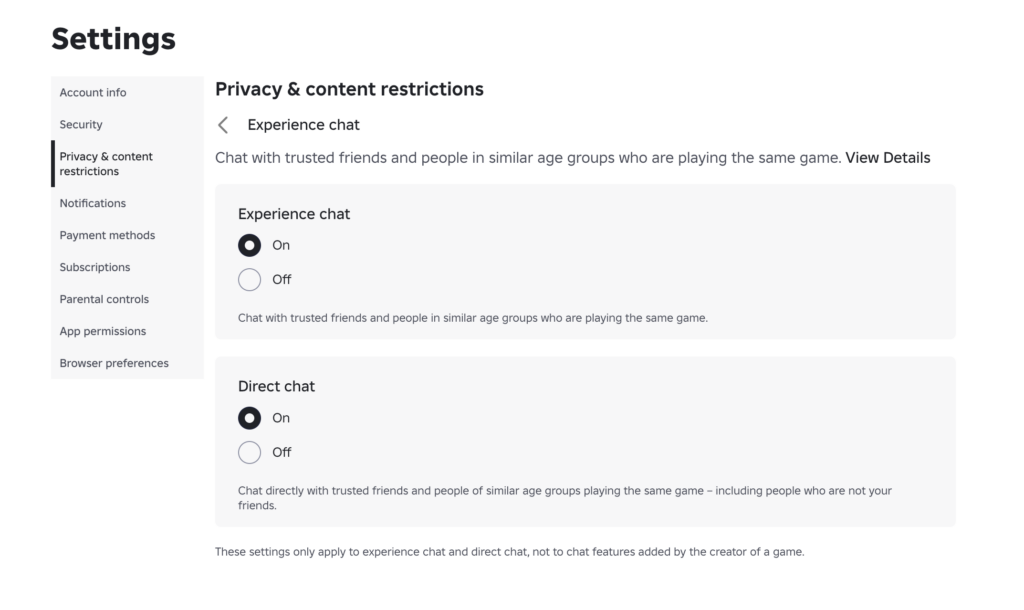 Getting chat back in Roblox on PC: step-by-step guide. Make sure everything is activated here. Photo.