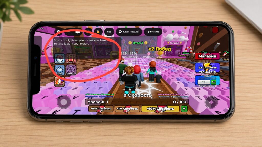 Why the general chat disappeared in Roblox. The chat is no longer in the game, although the button is still there. Photo.