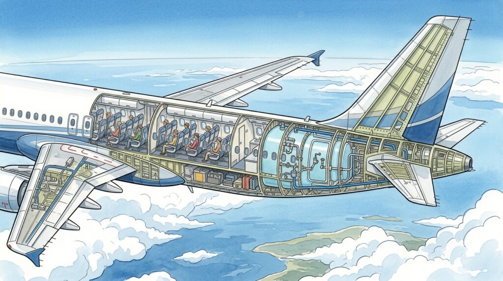 The additional fuel tank in the center of the fuselage is the main difference of the ULR version
