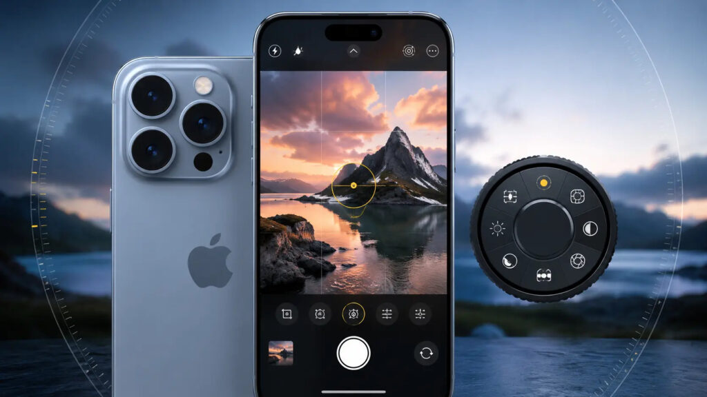 Customizable Camera app in iOS 27. Camera elements can be arranged however you like. Photo.