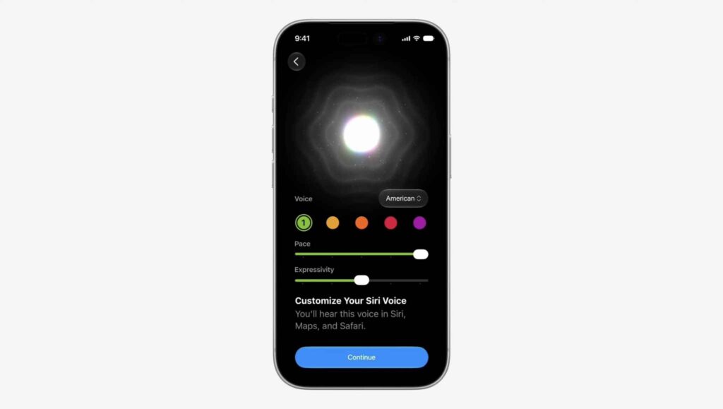 What won't work in Siri AI on iPhones with 8 GB of RAM. You won't be able to customize the voice on iPhone 17. Photo.