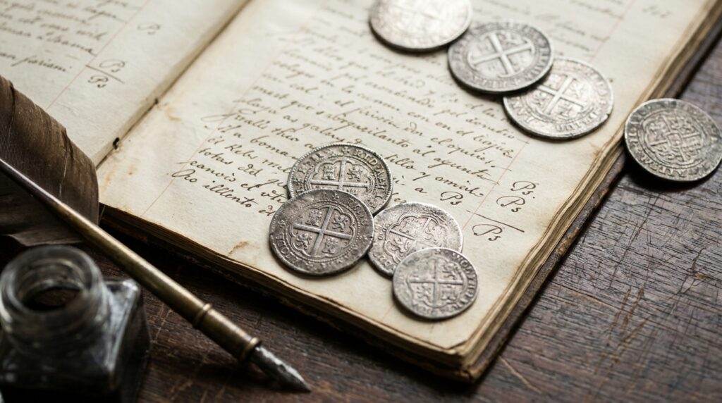 Spanish silver coins and the old abbreviation Ps in accounting records