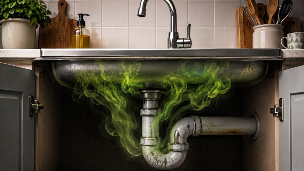 There can be many reasons for a stinky sink, but you can get rid of the smell. Photo.