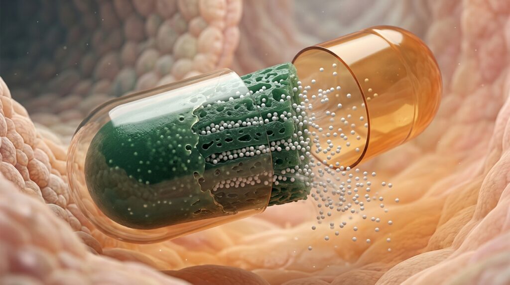 The gel matrix gradually releases minoxidil, avoiding sharp spikes in blood levels