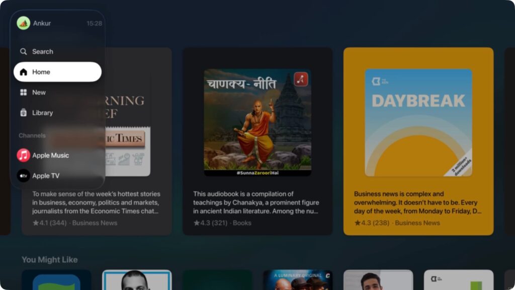 What's new in tvOS 27. Podcasts got a new design. Photo.