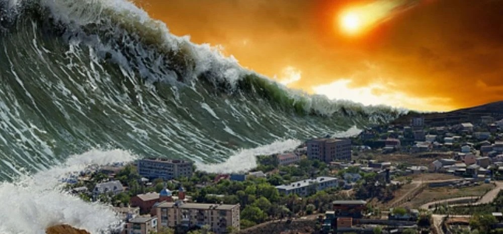 Illustration of a massive tidal wave resulting from the flyby of a planetary-mass object. Photo.