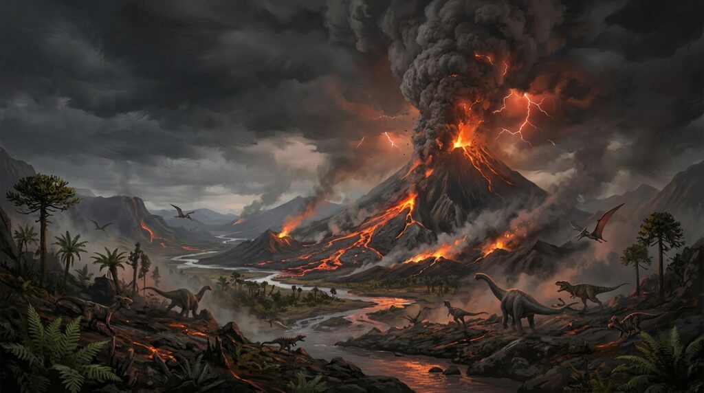 Massive volcanic eruptions — one of the possible traces of a gravitational flyby
