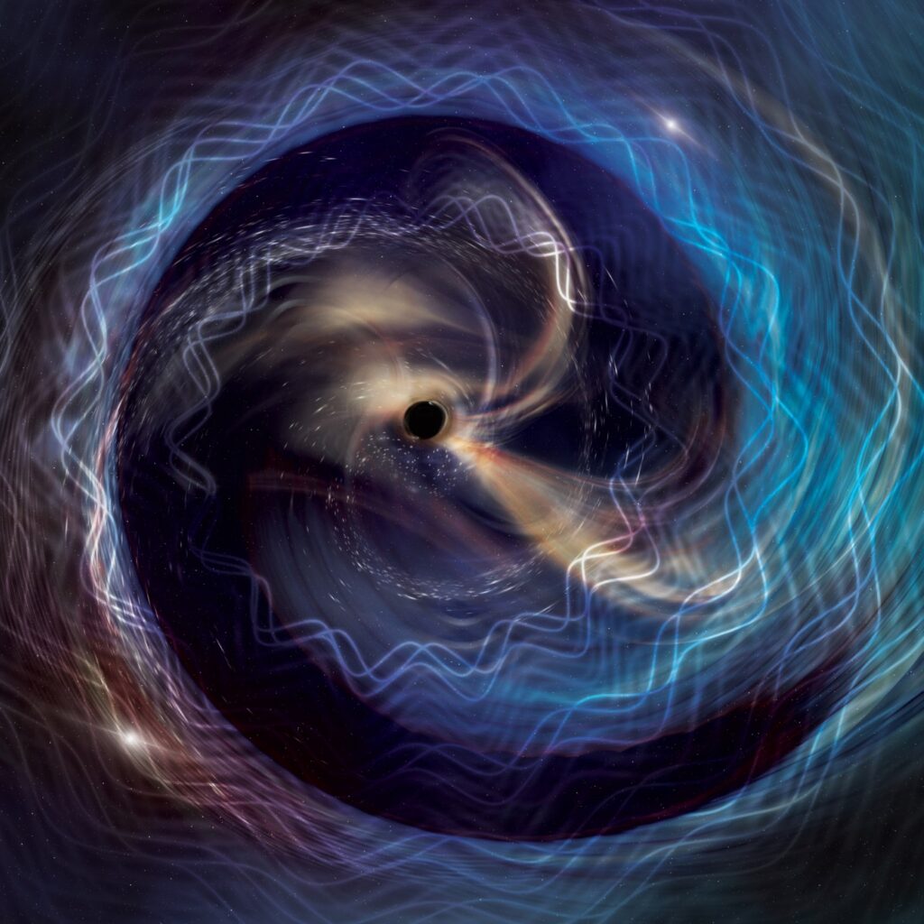 Visualization of the ringdown phase of GW250114 — an extraordinarily powerful gravitational wave event. Photo.