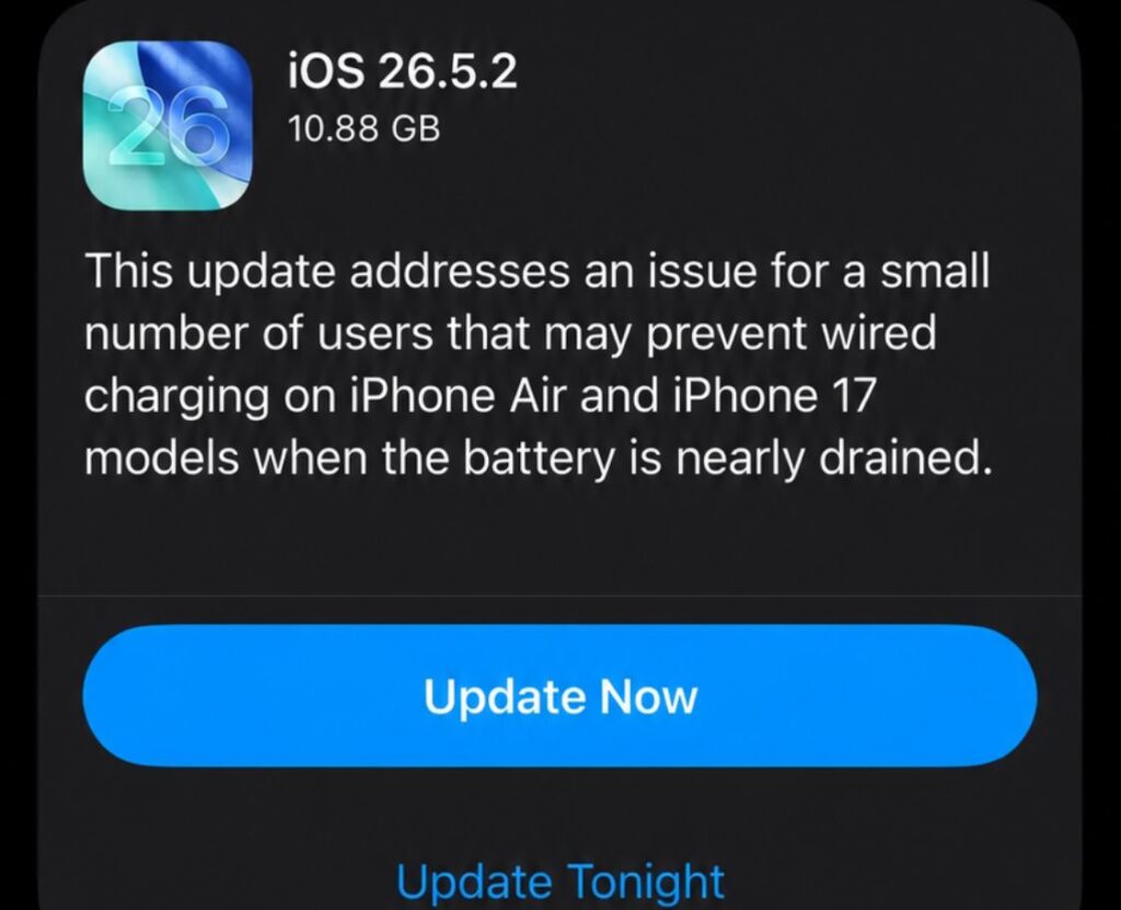 The update is already available in iPhone settings