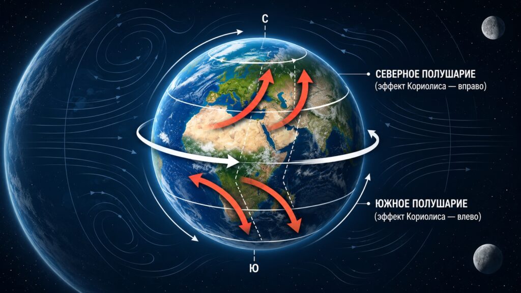 Earth's rotation deflects air currents — this is the Coriolis effect. Photo.