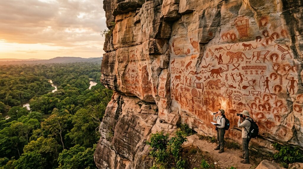 Keepers of ancient knowledge explained what the symbols on the handprints mean. Photo.
