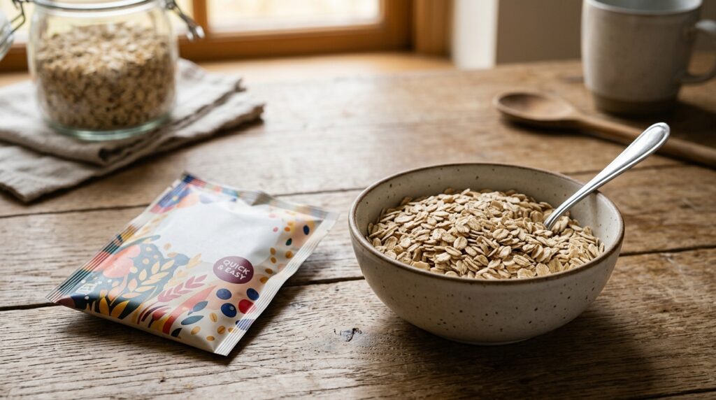 Instant porridge differs from regular grain primarily in its ingredients