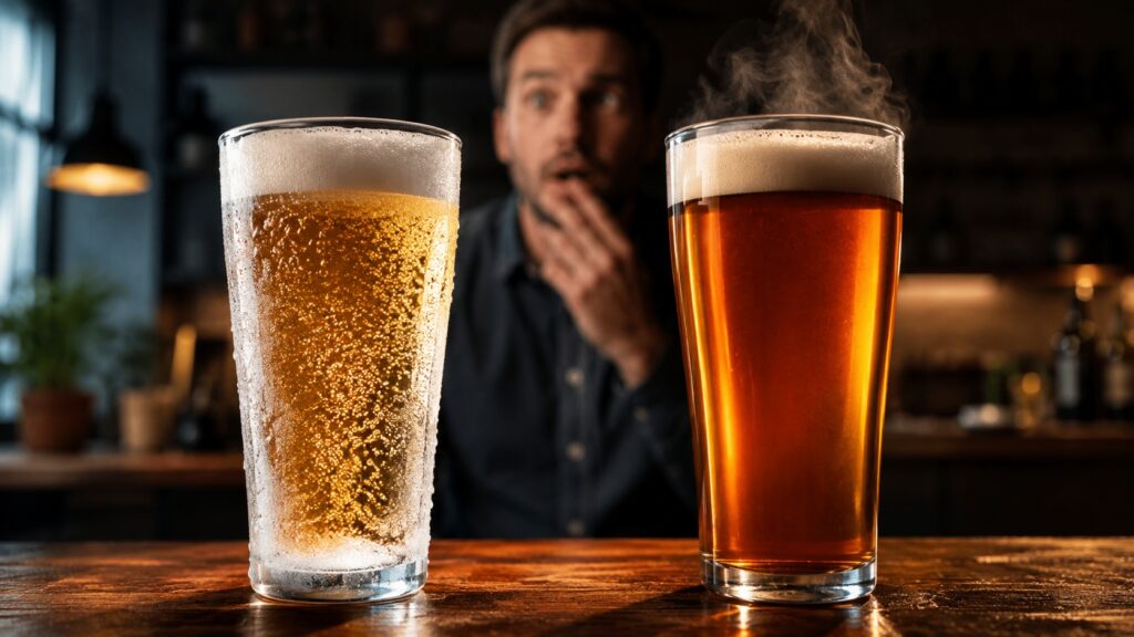 Warm beer may relax you faster, but that doesn't mean you're more drunk. Photo.