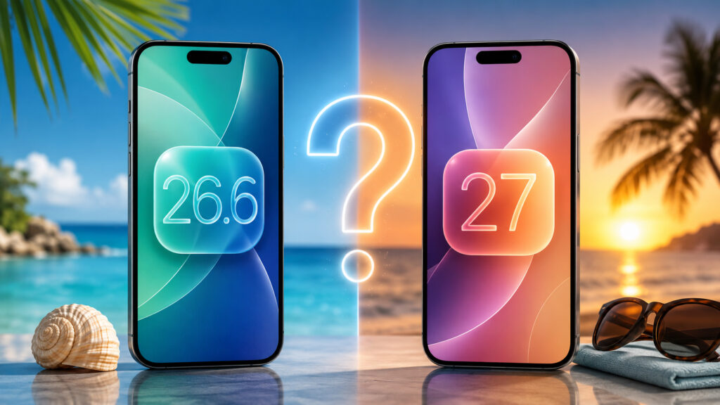Which iOS version to choose in summer 2026. I recommend staying on iOS 26.6 at least until fall, or even longer. Photo.