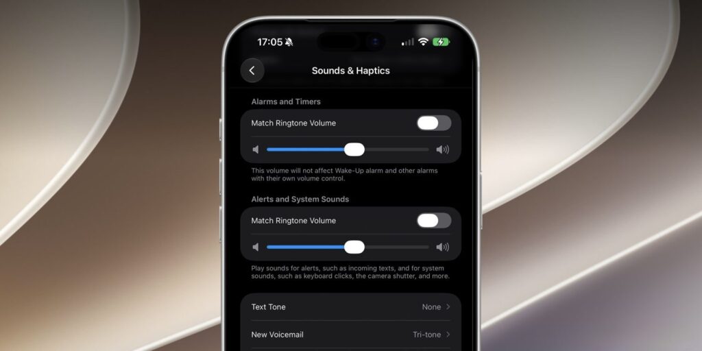Alarm volume can now be adjusted separately from the overall volume
