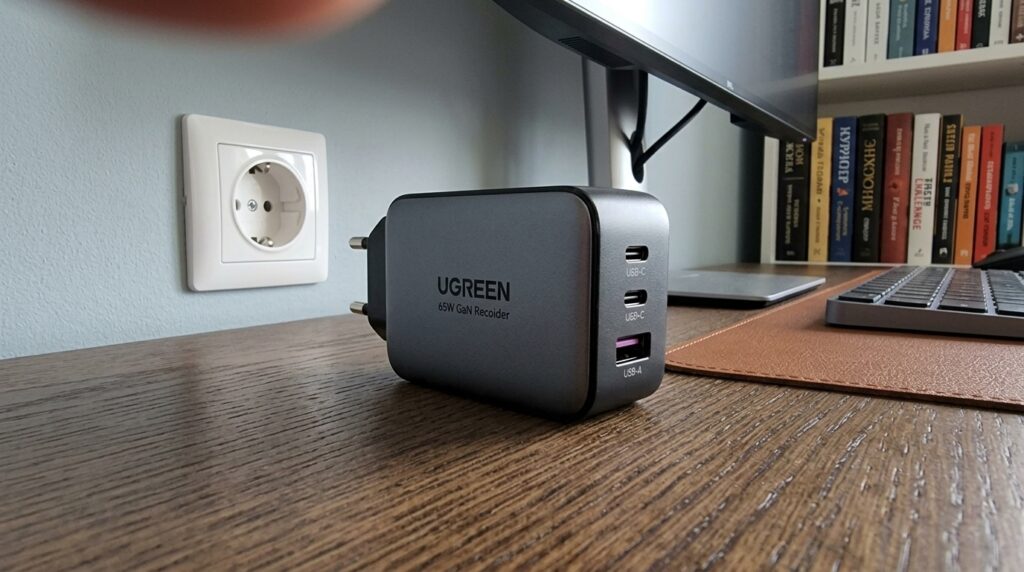 Sits on my nightstand — every evening I plug in the phone, tablet, and watch all at once