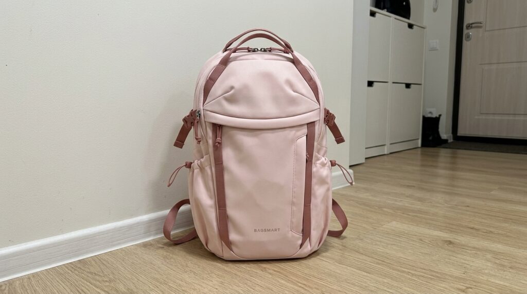 Fits a 15.6-inch laptop and still doesn't look like a suitcase. Photo.