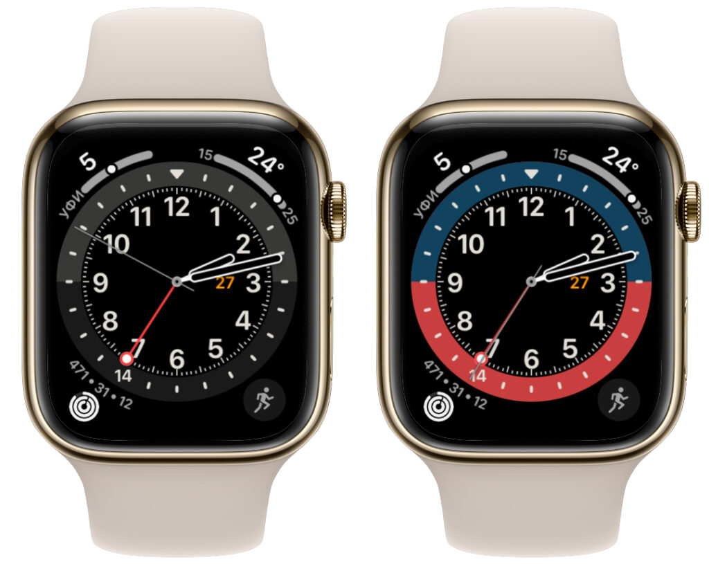 The GMT watch face on Apple Watch.