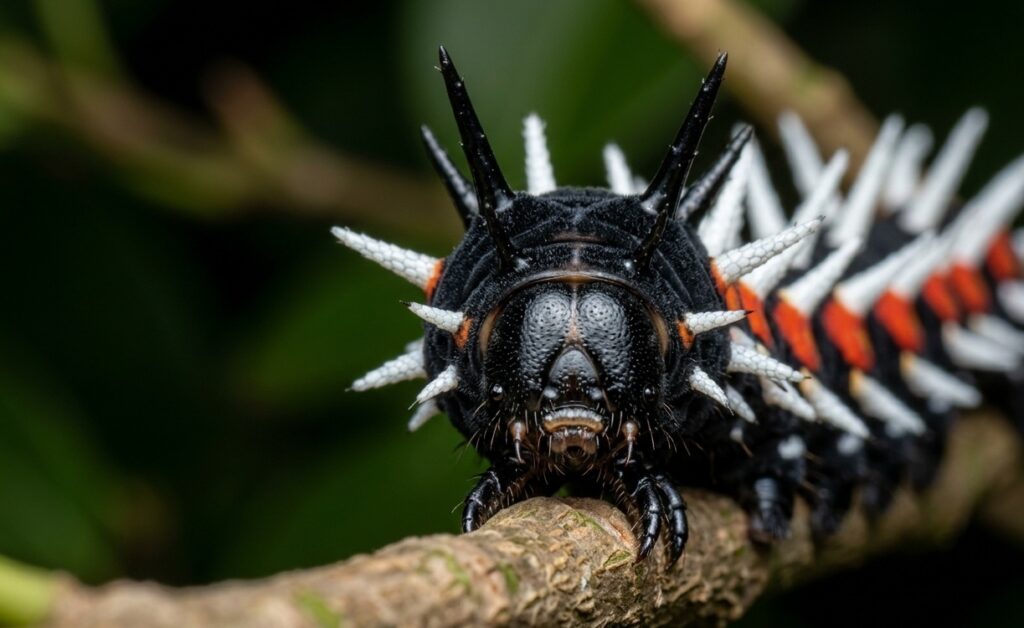 Butterfly caterpillars can look scary while not actually being dangerous. Photo.