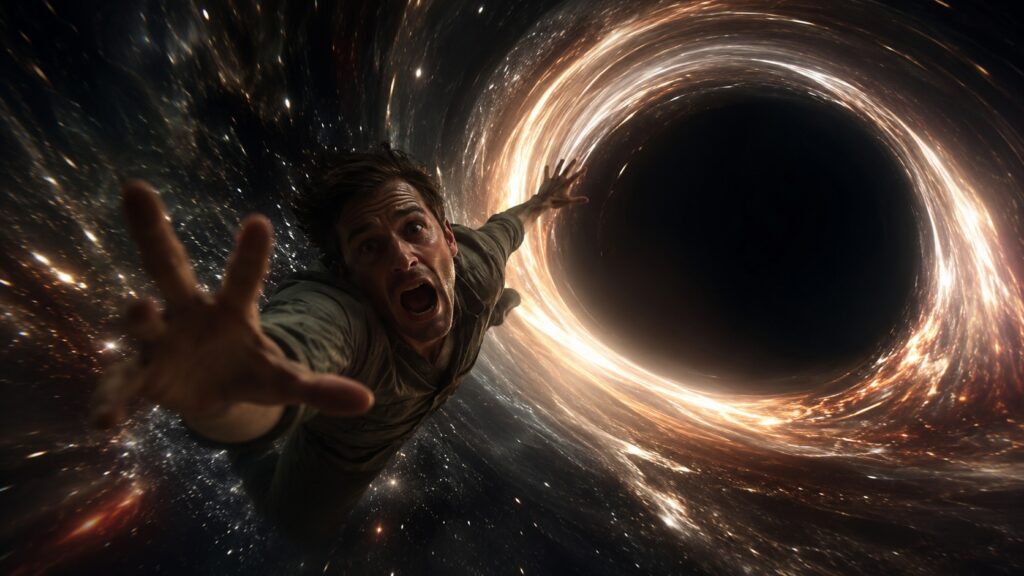 Falling into a black hole is visually incomparable to anything in our world. Photo.