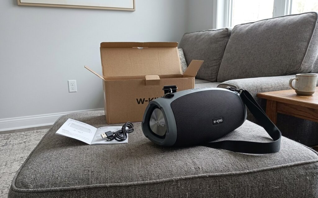 Powerful portable speaker for summer parties. The speaker is genuinely powerful with long battery life, and it's affordable. Photo.