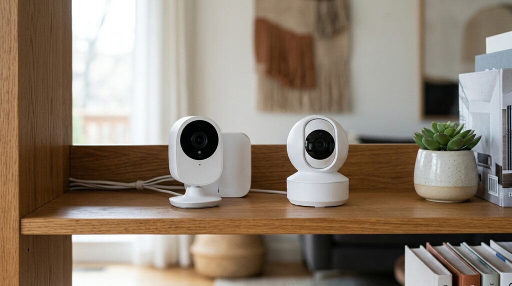 A regular video surveillance kit and a camera dummy are legal to buy