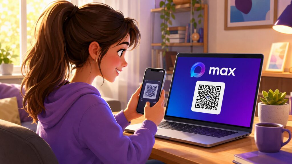 How to log into MAX on a second phone. Logging in from a second device is done via QR code. Photo.
