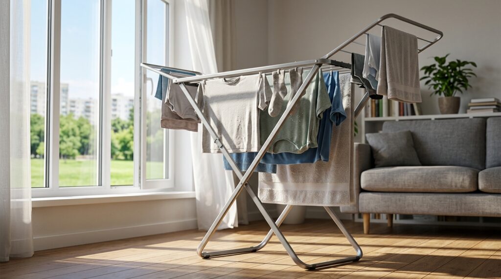 A folding drying rack works well only with good ventilation