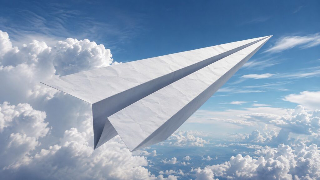 Students broke a record by building a giant house-sized paper airplane. Photo.