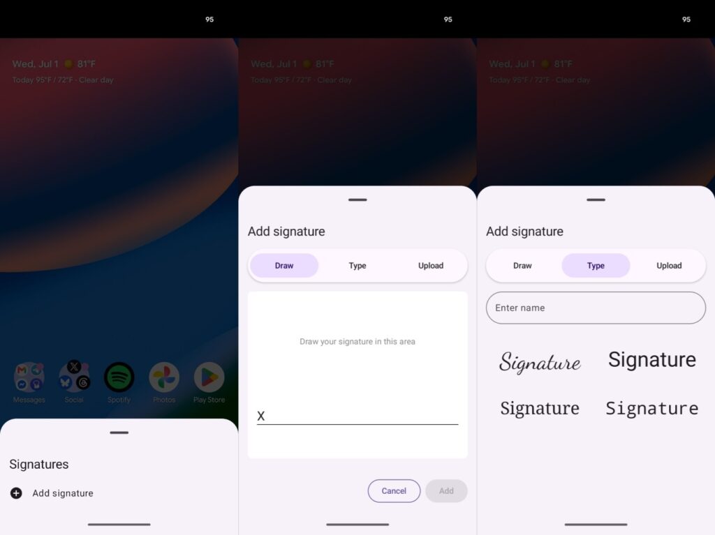 You can add a signature in several ways