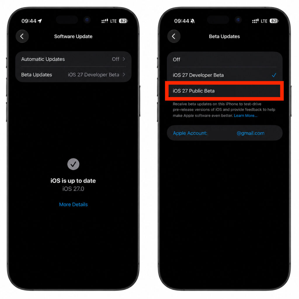 How to safely install the iOS 27 public beta. Switch to this option. Photo.