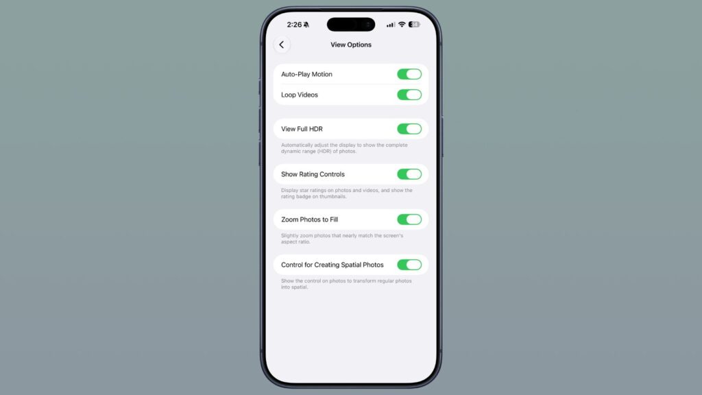 Photos can now be fitted to the smartphone screen