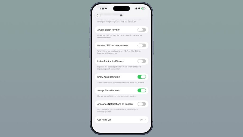 Siri now has many more settings