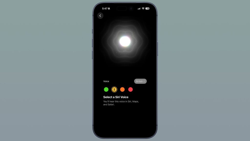 The voice selection for Siri has been slightly redesigned