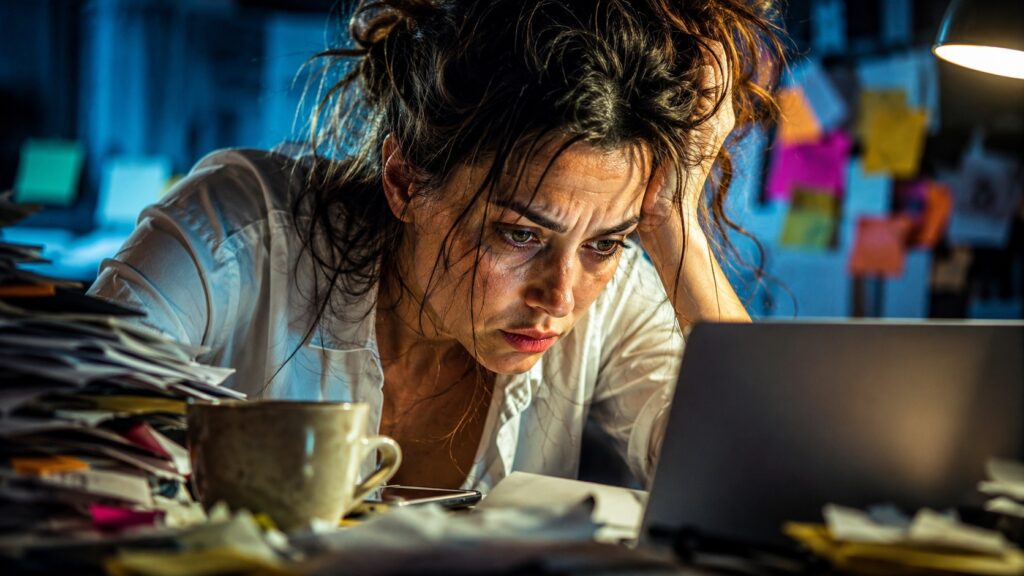 Workaholism doesn't make itself known at first, but it has a very bad cumulative effect. Photo.