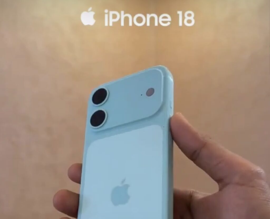 What we know about the iPhone 18 design. See? Apple stretched the camera plateau across the full width of the back panel and added a glass insert where the battery is. Photo.
