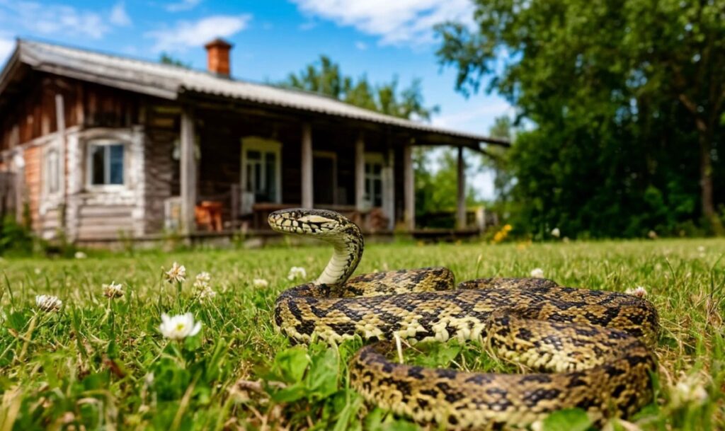 Mowed grass deprives a snake of shelter — this is the first and most important step. Photo.