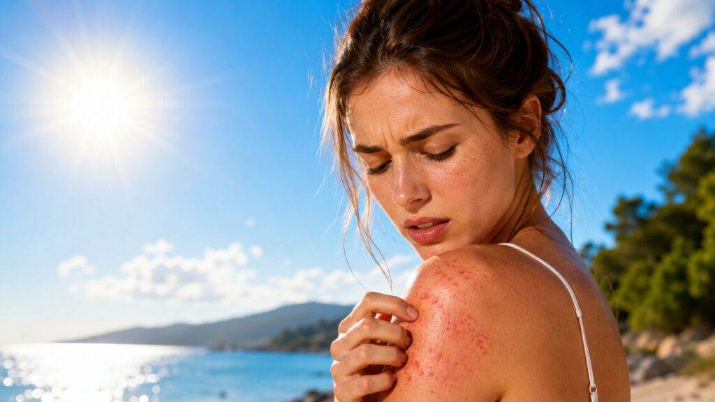 Sun allergy: three types of reactions and their symptoms. Photo.