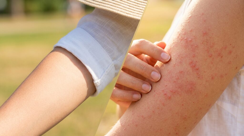 How sun allergy manifests. Photo.