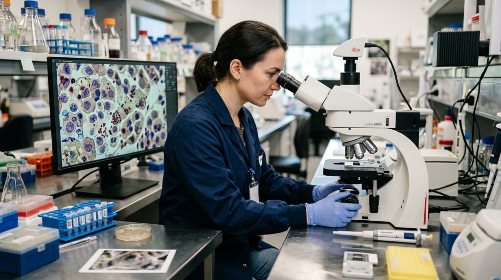A specialist tests koala cells for infection