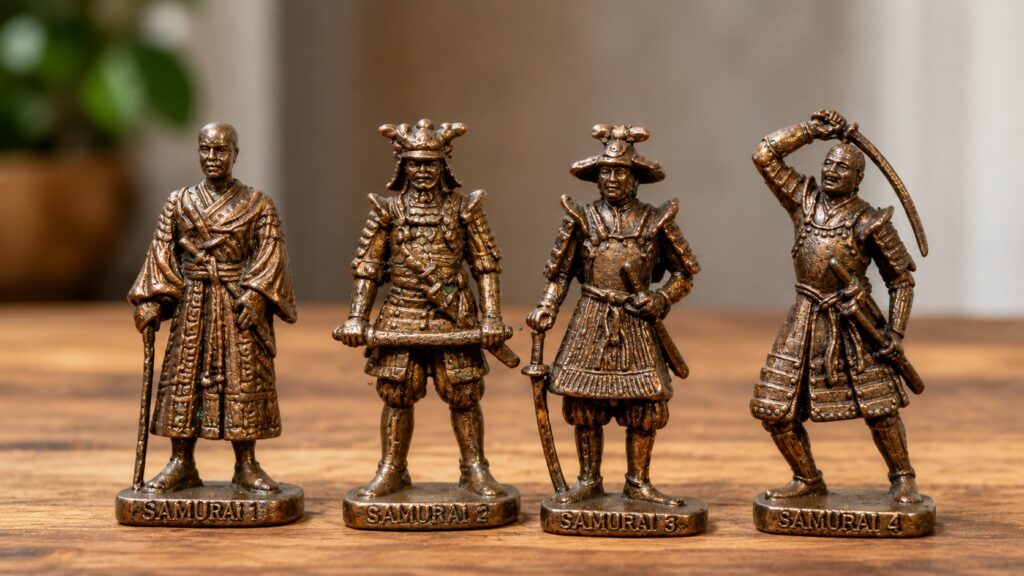 Metal samurai from Kinder. Photo.