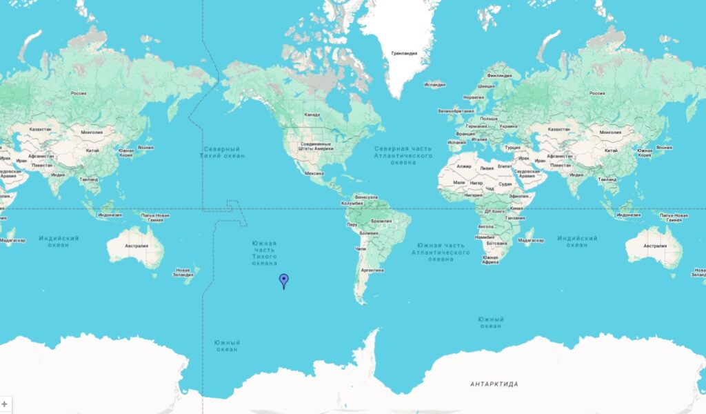 Point Nemo on Google Maps. Photo.