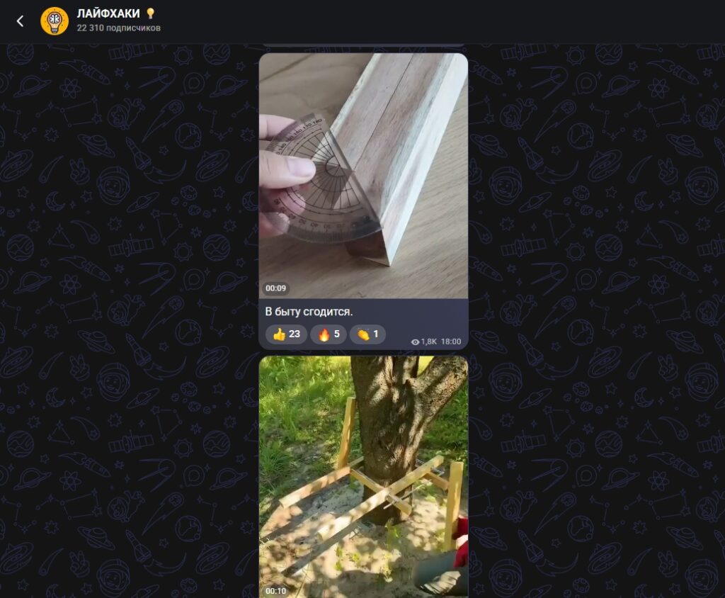Screenshot from the Life Hacks channel. Photo.