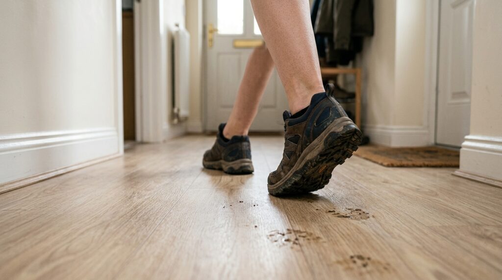Outdoor shoes bring bacteria into the home that are invisible on the floor